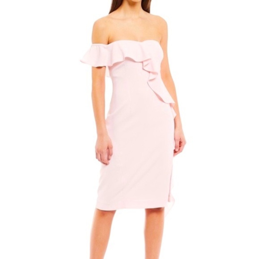 Gianni Pink Strapless Ruffle Dress
